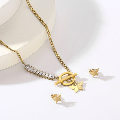 Simple Style Butterfly Stainless Steel Plating 18k Gold Plated Bracelets Necklace