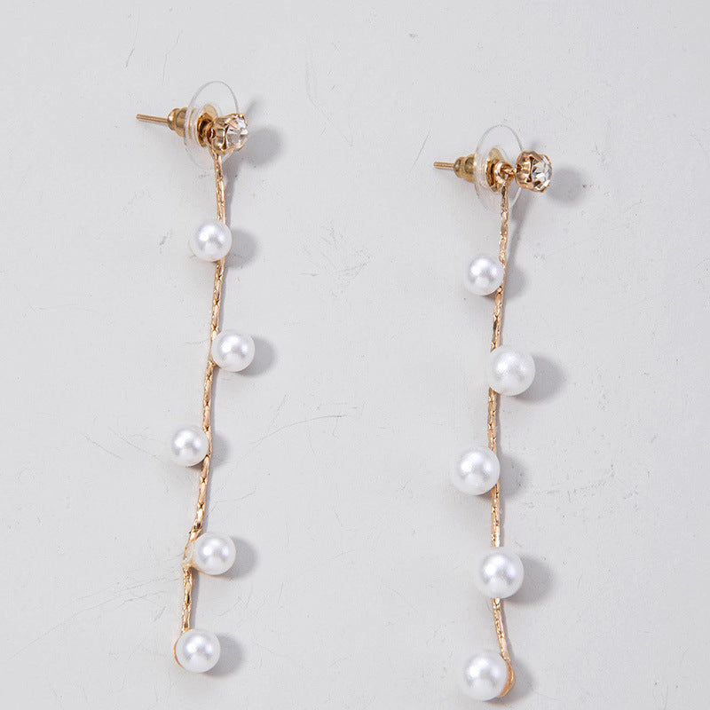 Fashion Pearl Five-pointed Star Branch Snowflake Tassel Earrings