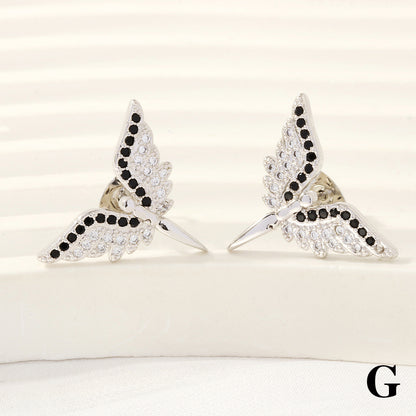 1 Pair Retro Simple Style Angel Wings Plating Inlay Copper Zircon 18k Gold Plated Ear Studs