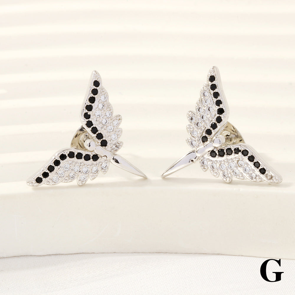 1 Pair Retro Simple Style Angel Wings Plating Inlay Copper Zircon 18k Gold Plated Ear Studs