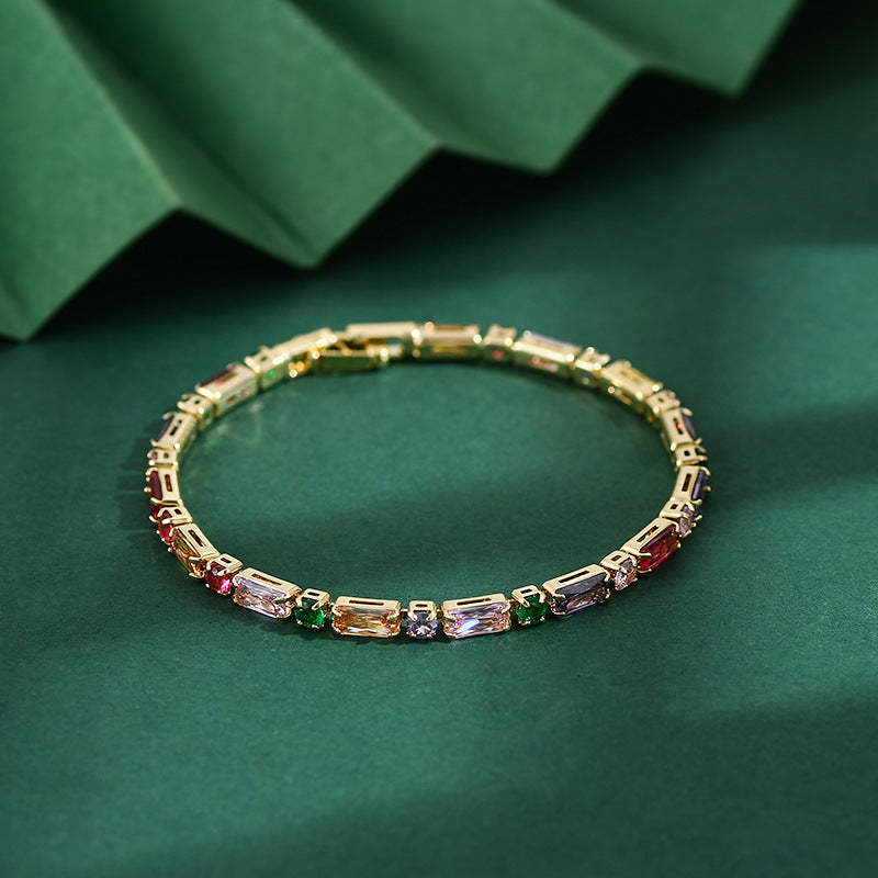 Modern Style Round Copper Plating Inlay Zircon Bracelets