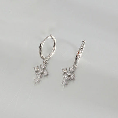 1 Pair Simple Style Cross Inlay Copper Zircon Drop Earrings