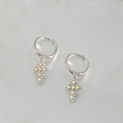 1 Pair Simple Style Cross Inlay Copper Zircon Drop Earrings