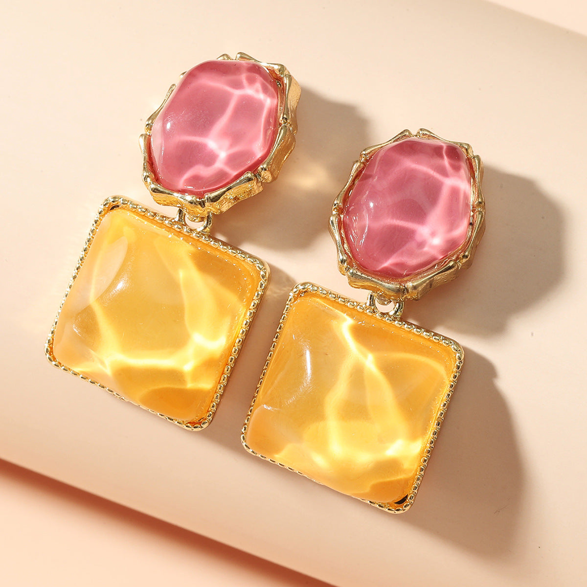 Wholesale Jewelry Lady Square Resin Drop Earrings