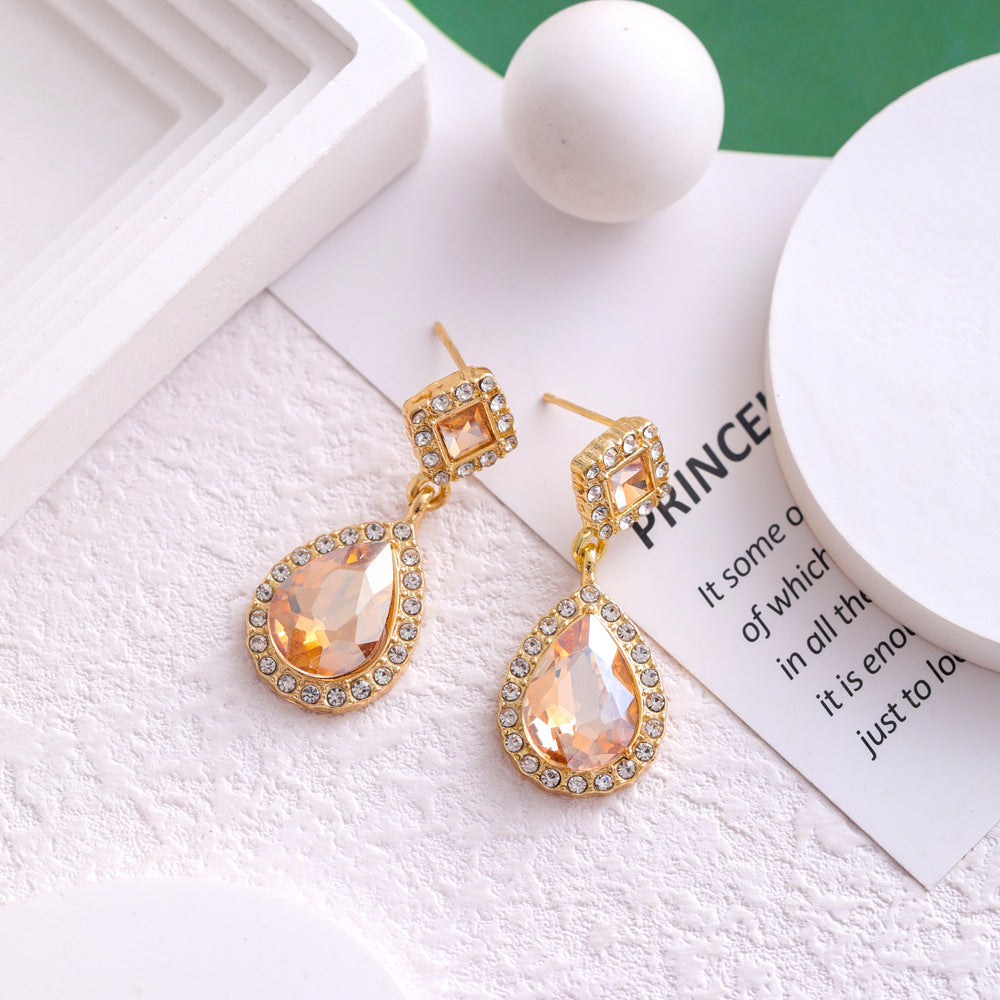 Wholesale Jewelry Sweet Heart Shape Flower Bow Knot Mixed Materials Rhinestones Pearl Plating Inlay Drop Earrings