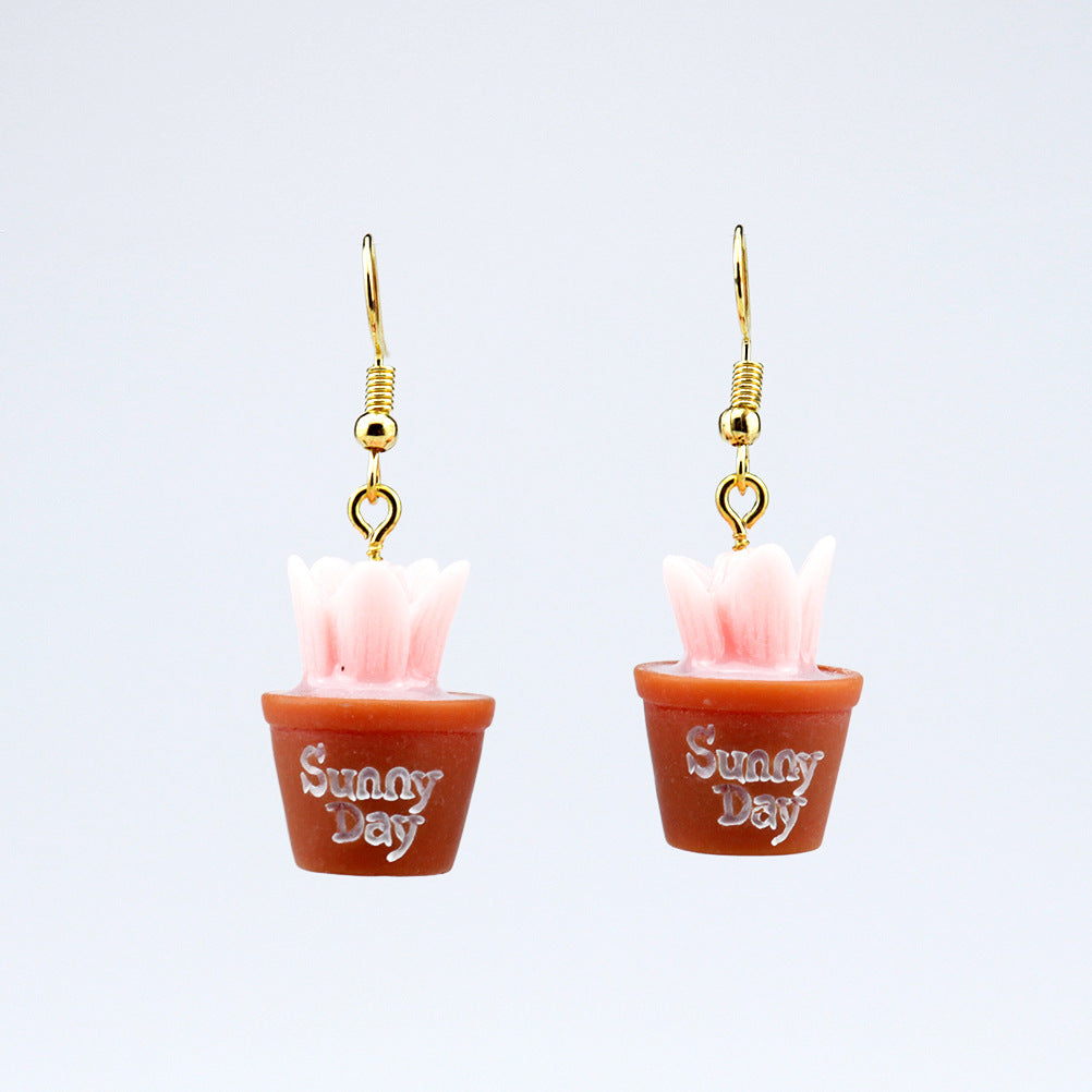 Wholesale Jewelry Cartoon Style Plant Resin Drop Earrings