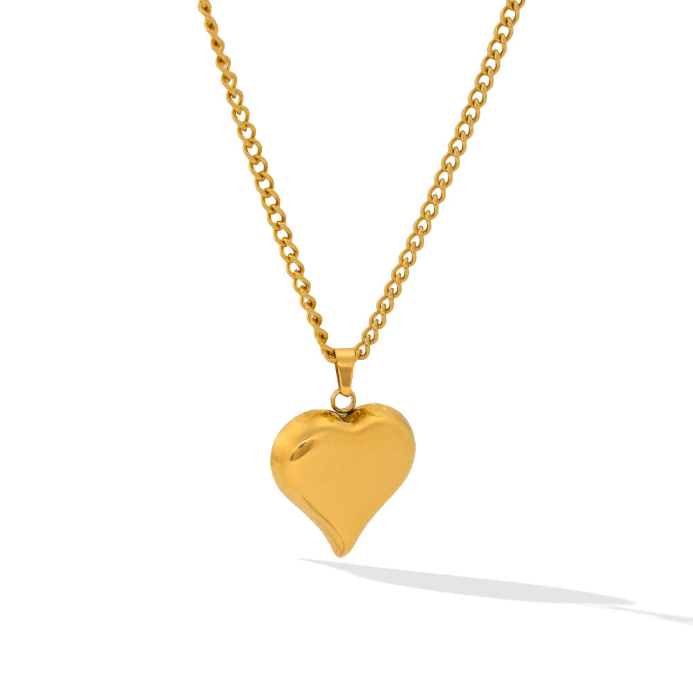 Simple Style Heart Shape Stainless Steel Titanium Steel Plating Pendant Necklace