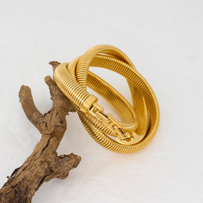 Retro Solid Color Stainless Steel Plating Bangle