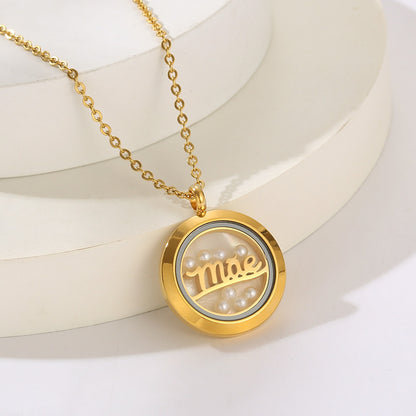 Casual Simple Style Round Stainless Steel Plating 18k Gold Plated Pendant Necklace