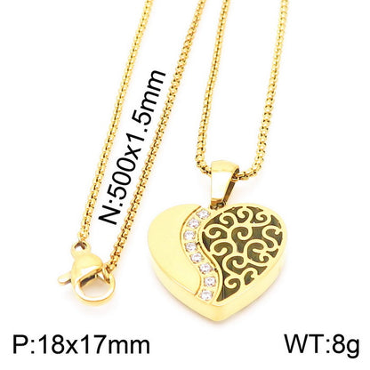 Modern Style Heart Shape Titanium Steel Plating 18k Gold Plated Pendant Necklace