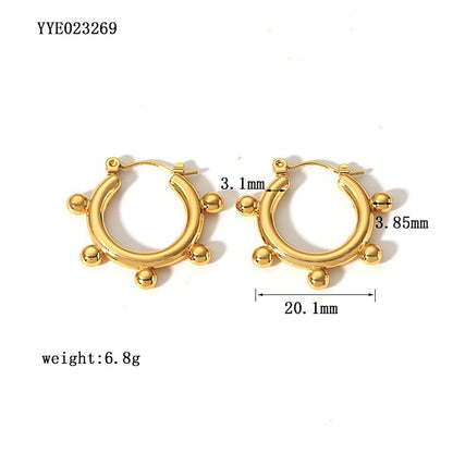 1 Pair French Style C Shape Plating Stainless Steel 18k Gold Plated Earrings