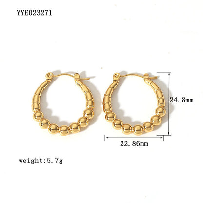 1 Pair French Style C Shape Plating Stainless Steel 18k Gold Plated Earrings