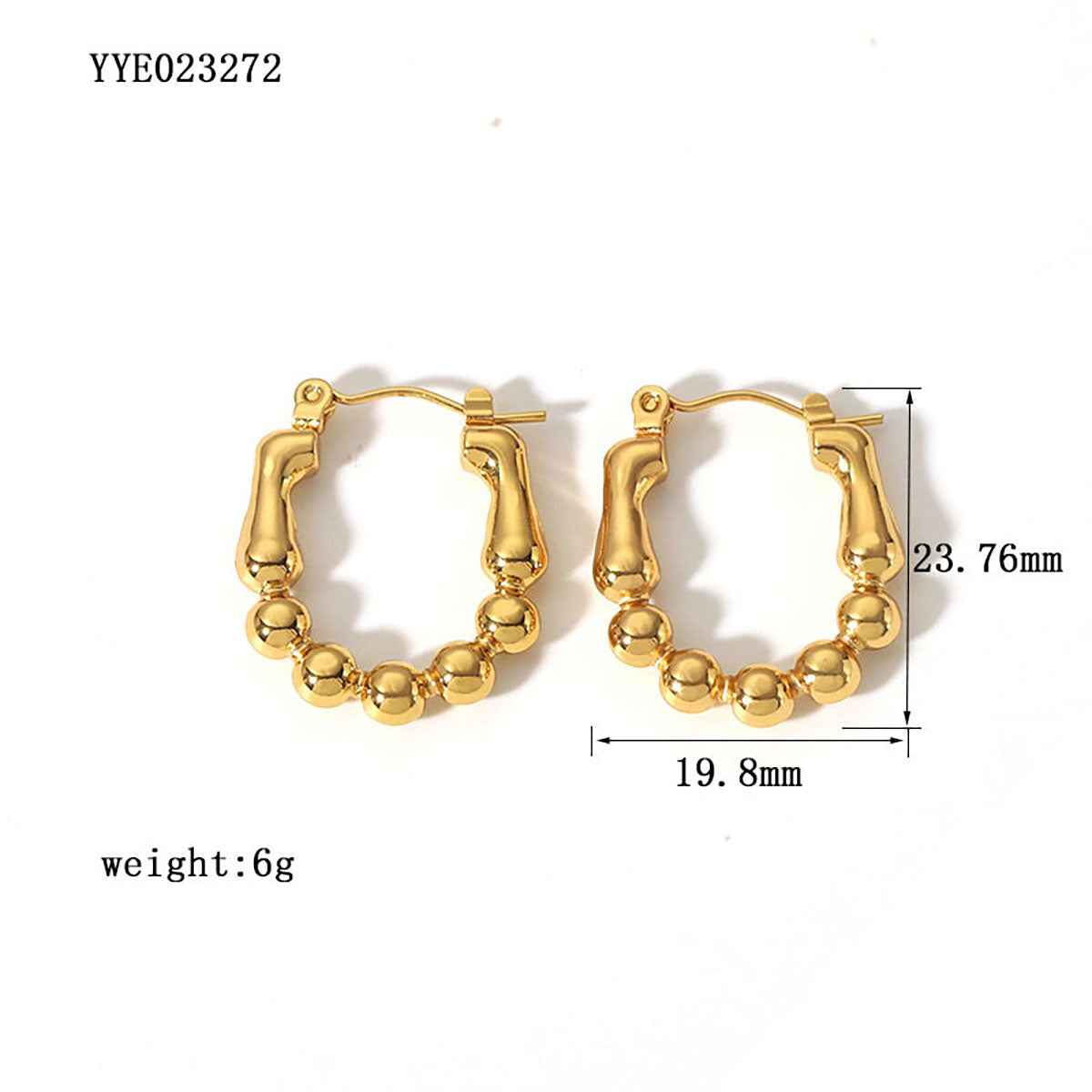 1 Pair French Style C Shape Plating Stainless Steel 18k Gold Plated Earrings