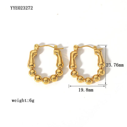 1 Pair French Style C Shape Plating Stainless Steel 18k Gold Plated Earrings