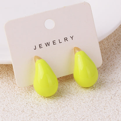 1 Pair Simple Style Water Droplets Enamel Plating Copper Ear Studs