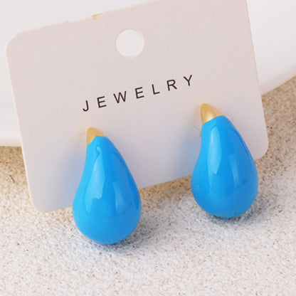 1 Pair Simple Style Water Droplets Enamel Plating Copper Ear Studs