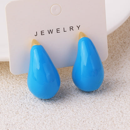 1 Pair Simple Style Water Droplets Enamel Plating Copper Ear Studs