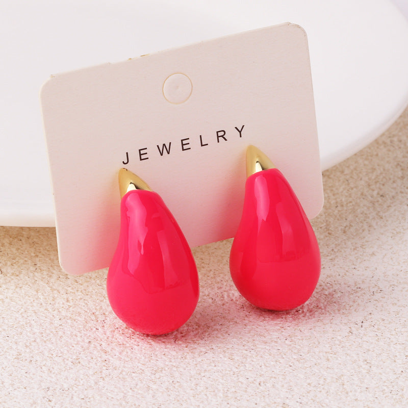 1 Pair Simple Style Water Droplets Enamel Plating Copper Ear Studs