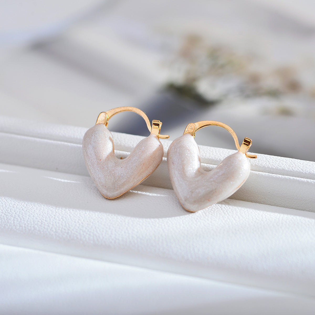 1 Pair Cute Heart Shape Enamel Copper Copper Alloy Earrings