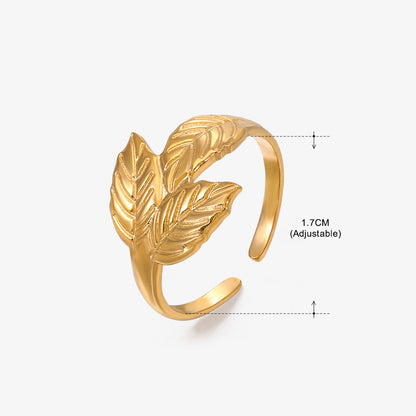 Basic Classic Style Geometric Leaf Stainless Steel Plating Open Rings