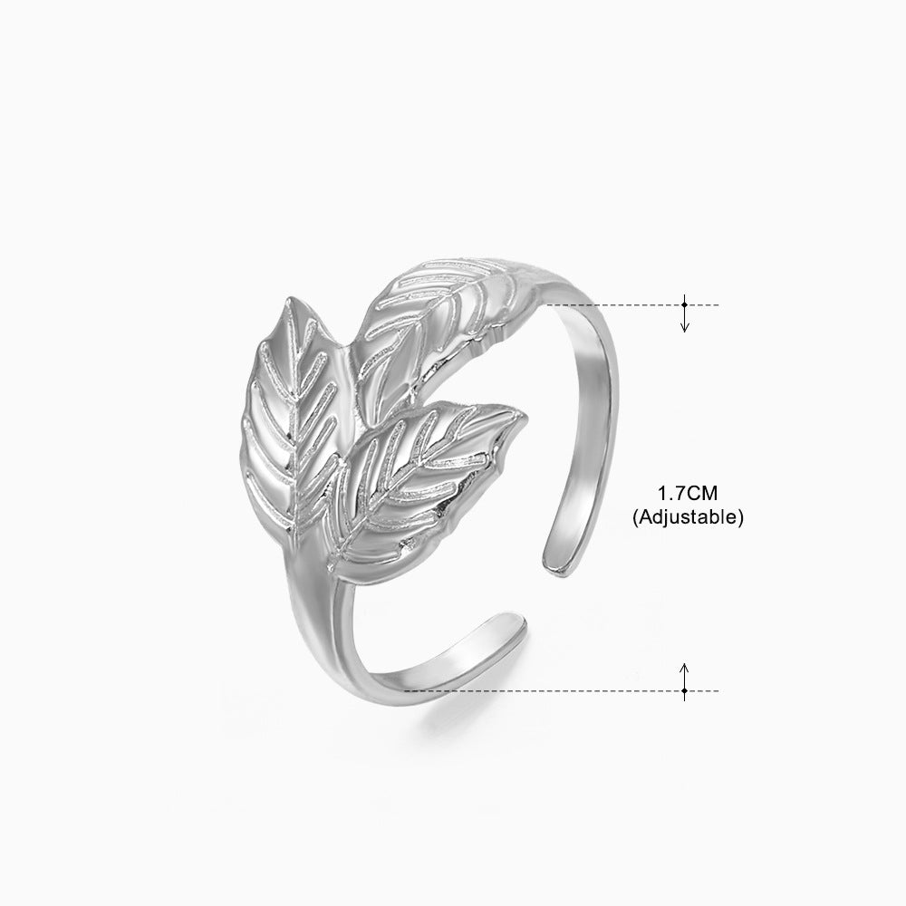 Basic Classic Style Geometric Leaf Stainless Steel Plating Open Rings