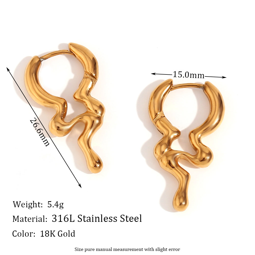 1 Pair Vintage Style Simple Style Classic Style Geometric Snake Plating Inlay Stainless Steel Rhinestones 18k Gold Plated Earrings