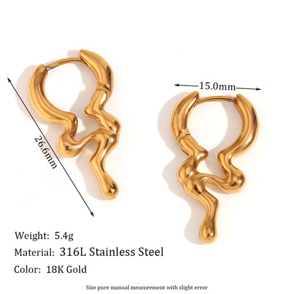 1 Pair Vintage Style Simple Style Classic Style Geometric Snake Plating Inlay Stainless Steel Rhinestones 18k Gold Plated Earrings