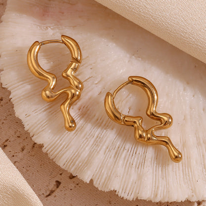 1 Pair Simple Style Irregular Solid Color Plating Stainless Steel 18k Gold Plated Earrings