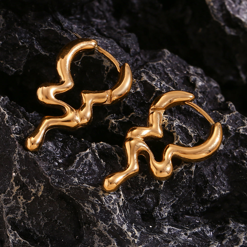 1 Pair Simple Style Irregular Solid Color Plating Stainless Steel 18k Gold Plated Earrings