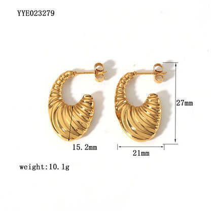 1 Pair Simple Style Leaves Solid Color Plating Stainless Steel 18k Gold Plated Ear Studs