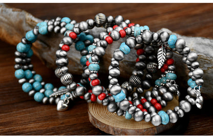 Handmade Ethnic Style Colorful Alloy Plastic Turquoise Beaded Unisex Bracelets
