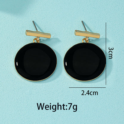 Wholesale Jewelry Simple Style Round Alloy Gold Plated Plating Drop Earrings