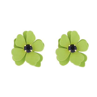 1 Pair Cute Flower Inlay Alloy Rhinestones Ear Studs