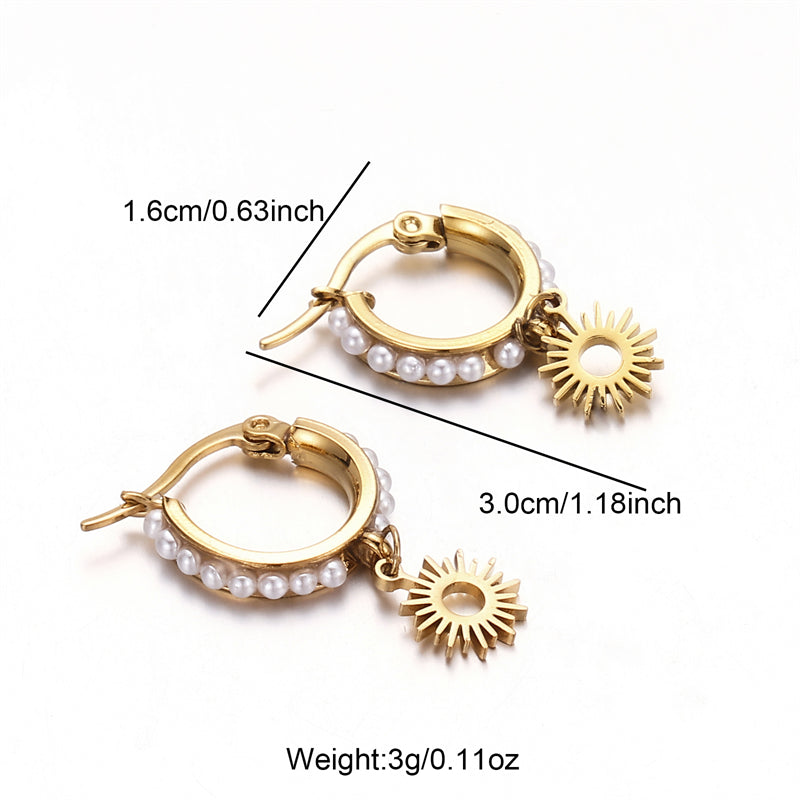 6 Pieces Simple Style Commute Sun Star Moon Asymmetrical Plating Stainless Steel 18k Gold Plated Drop Earrings