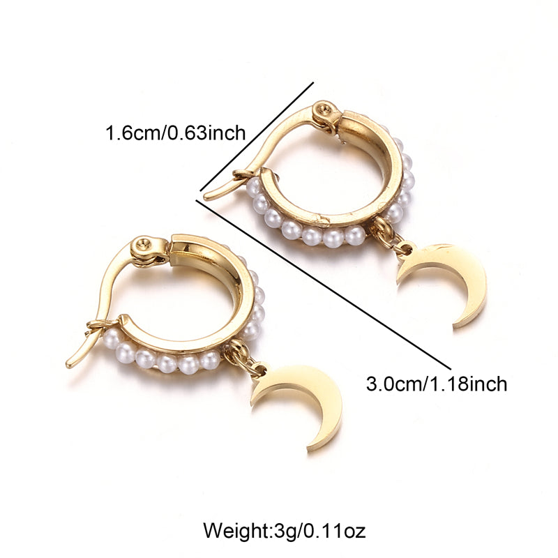 6 Pieces Simple Style Commute Sun Star Moon Asymmetrical Plating Stainless Steel 18k Gold Plated Drop Earrings