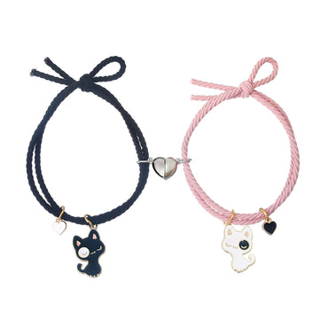 Cute Animal Stainless Steel Rubber Band Rope Handmade Couple Wristband