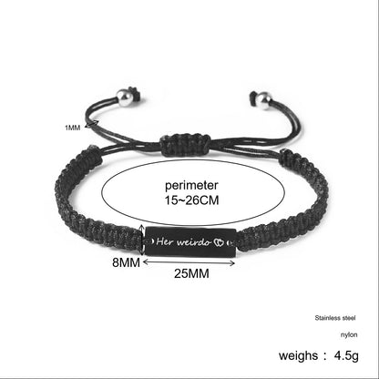 Simple Style Letter Stainless Steel Nylon Handmade Couple Bracelets