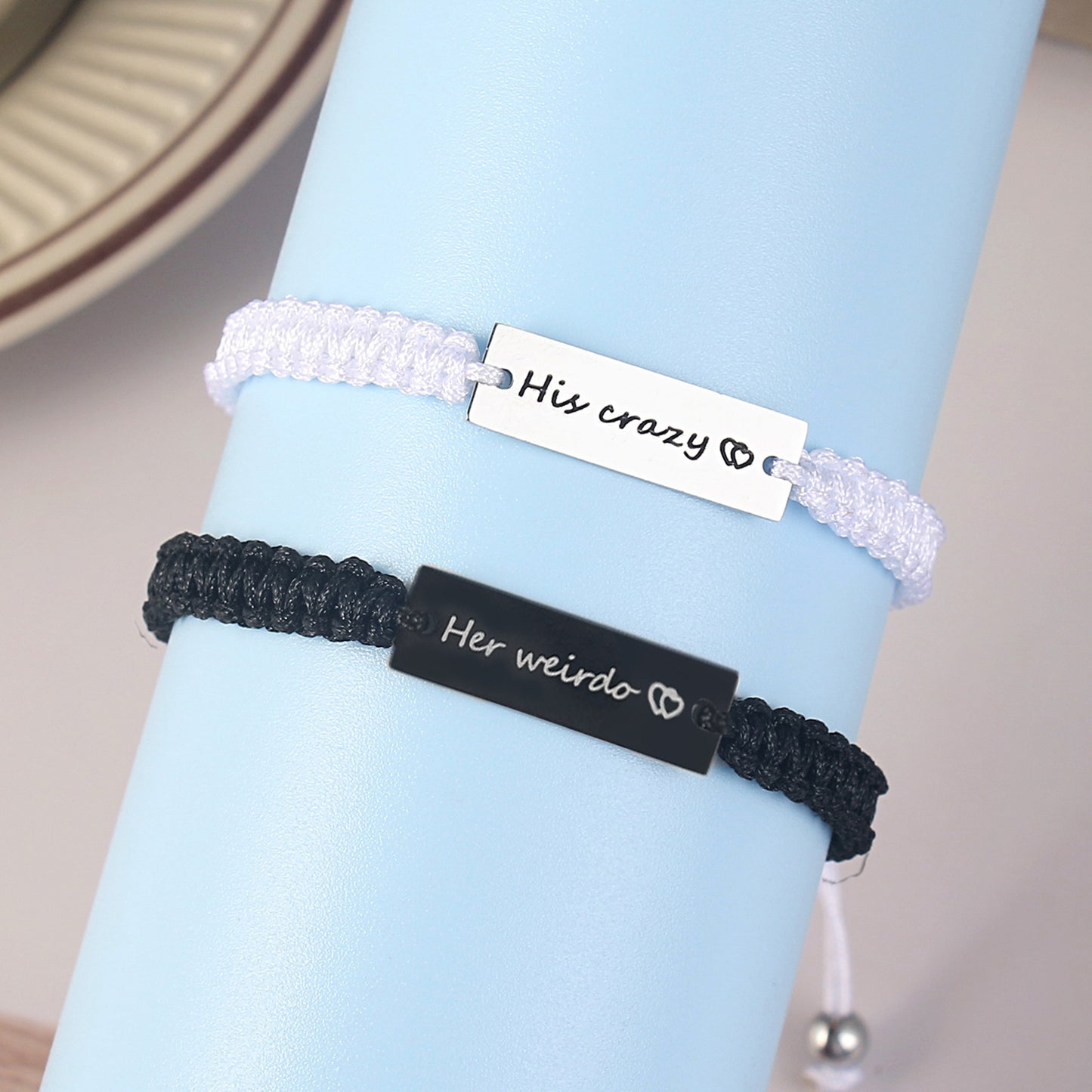 Simple Style Letter Stainless Steel Nylon Handmade Couple Bracelets