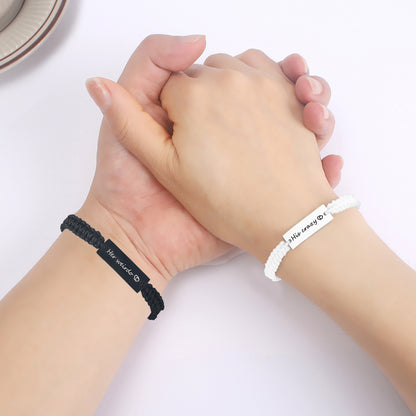 Simple Style Letter Stainless Steel Nylon Handmade Couple Bracelets