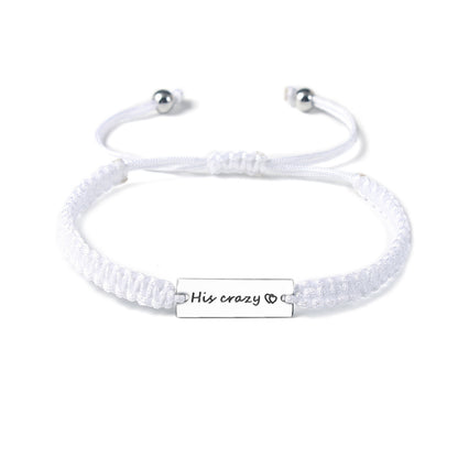 Simple Style Letter Stainless Steel Nylon Handmade Couple Bracelets