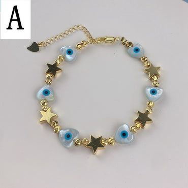 Simple Style Heart Shape Alloy Beaded Women's Bracelets