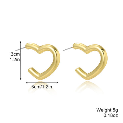 European And American Earrings Gold-plated Ins Cross-border Earrings C- Ring Love Water Drop-shaped Earrings Bamboo Simple Earrings All-matching