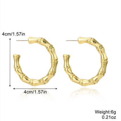 European And American Earrings Gold-plated Ins Cross-border Earrings C- Ring Love Water Drop-shaped Earrings Bamboo Simple Earrings All-matching