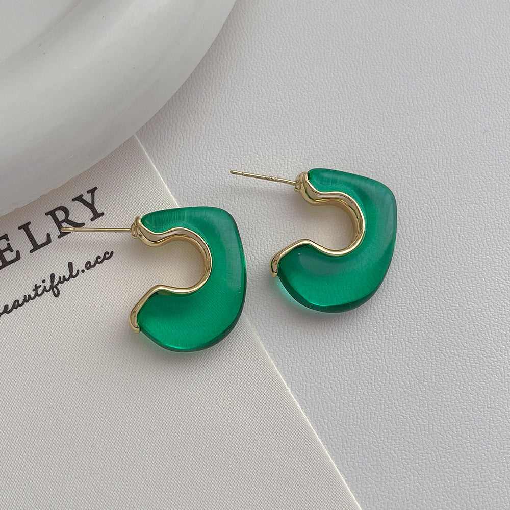 1 Pair Simple Style Color Block Irregular Arylic Ear Studs