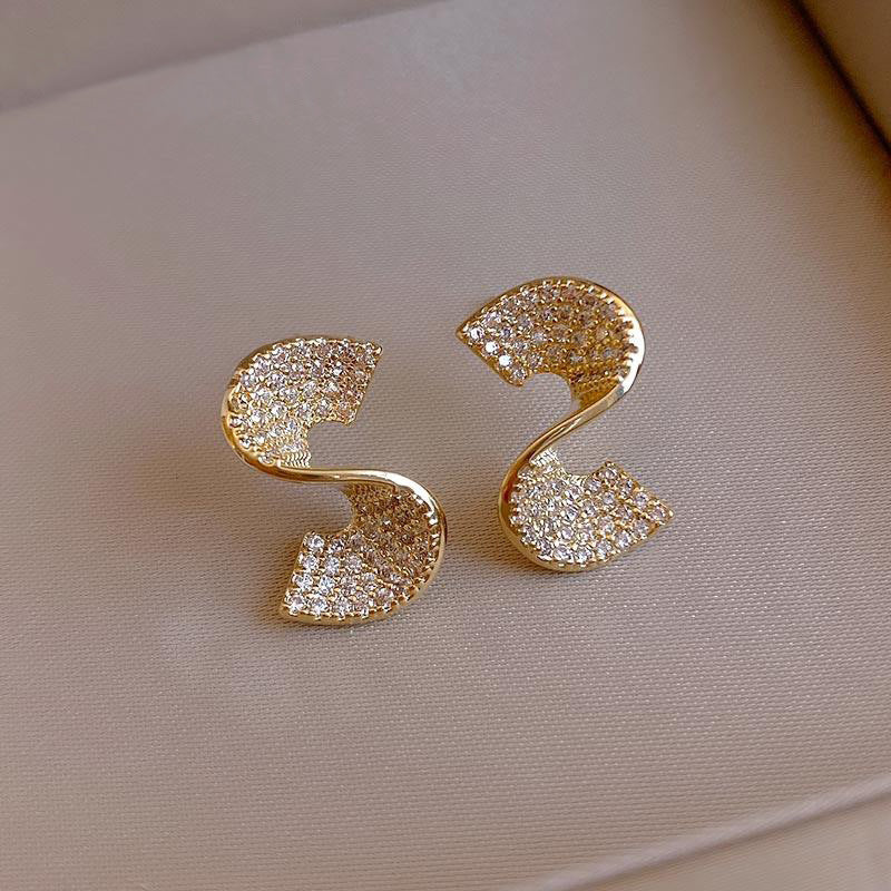 1 Pair Simple Style Solid Color Inlay Alloy Zircon Ear Studs