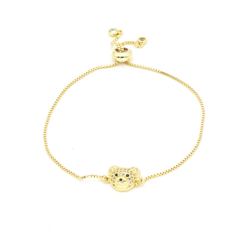 Hot Sale Ins Style Korean Niche Colorful Zircon Bear Bracelet European And American Cold Style Trendy Light Luxury Adjustable Bracelet