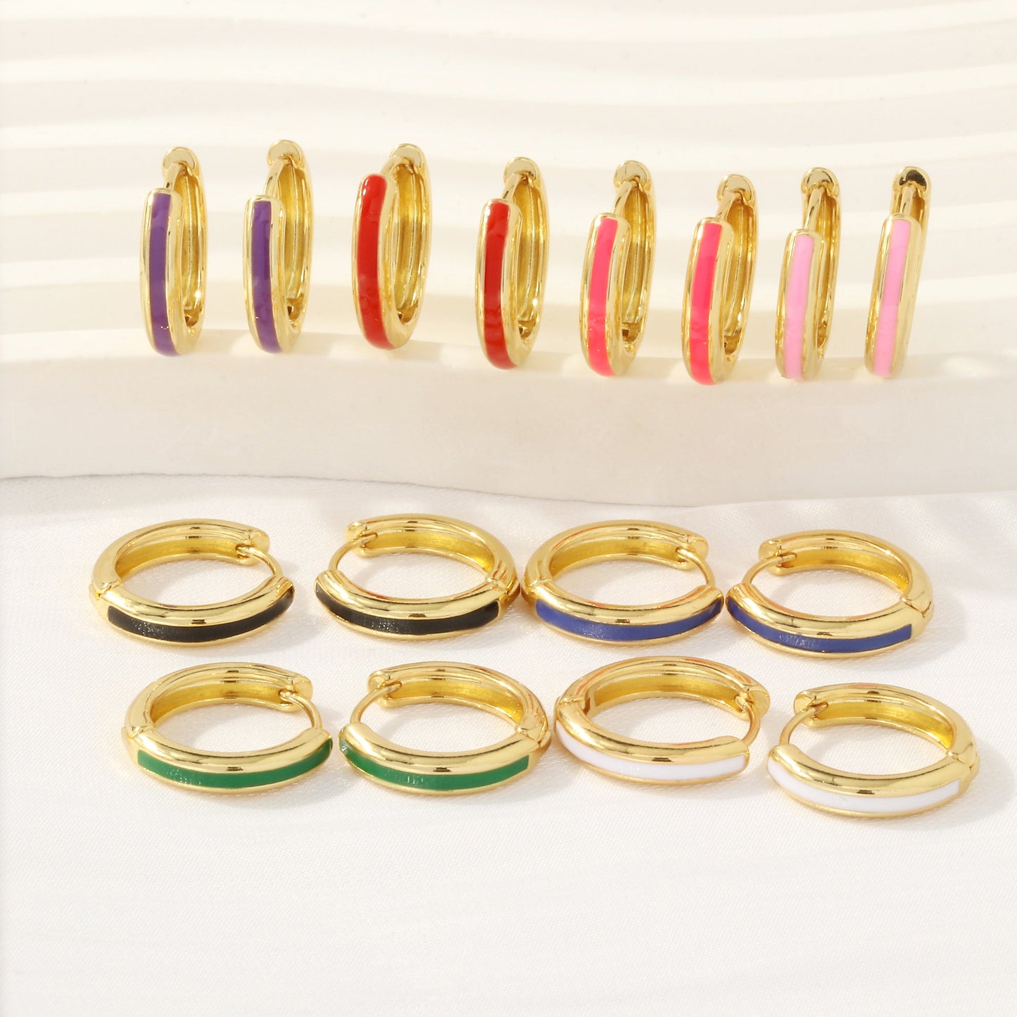 1 Pair Simple Style Circle Enamel Plating Copper 18k Gold Plated Hoop Earrings