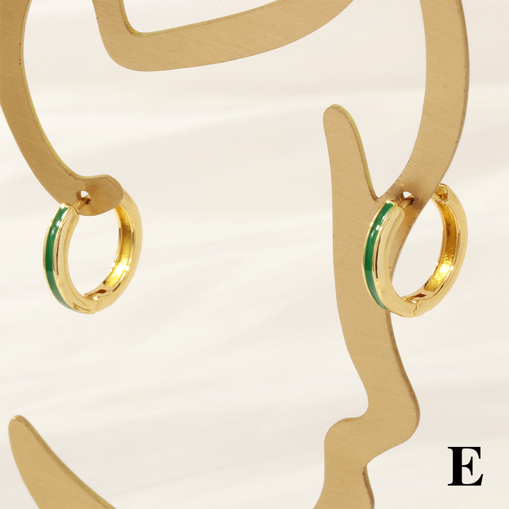 1 Pair Simple Style Circle Enamel Plating Copper 18k Gold Plated Hoop Earrings