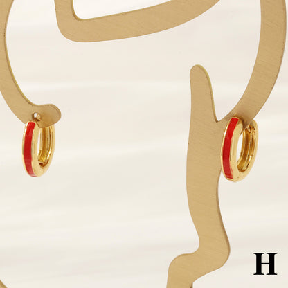 1 Pair Simple Style Circle Enamel Plating Copper 18k Gold Plated Hoop Earrings