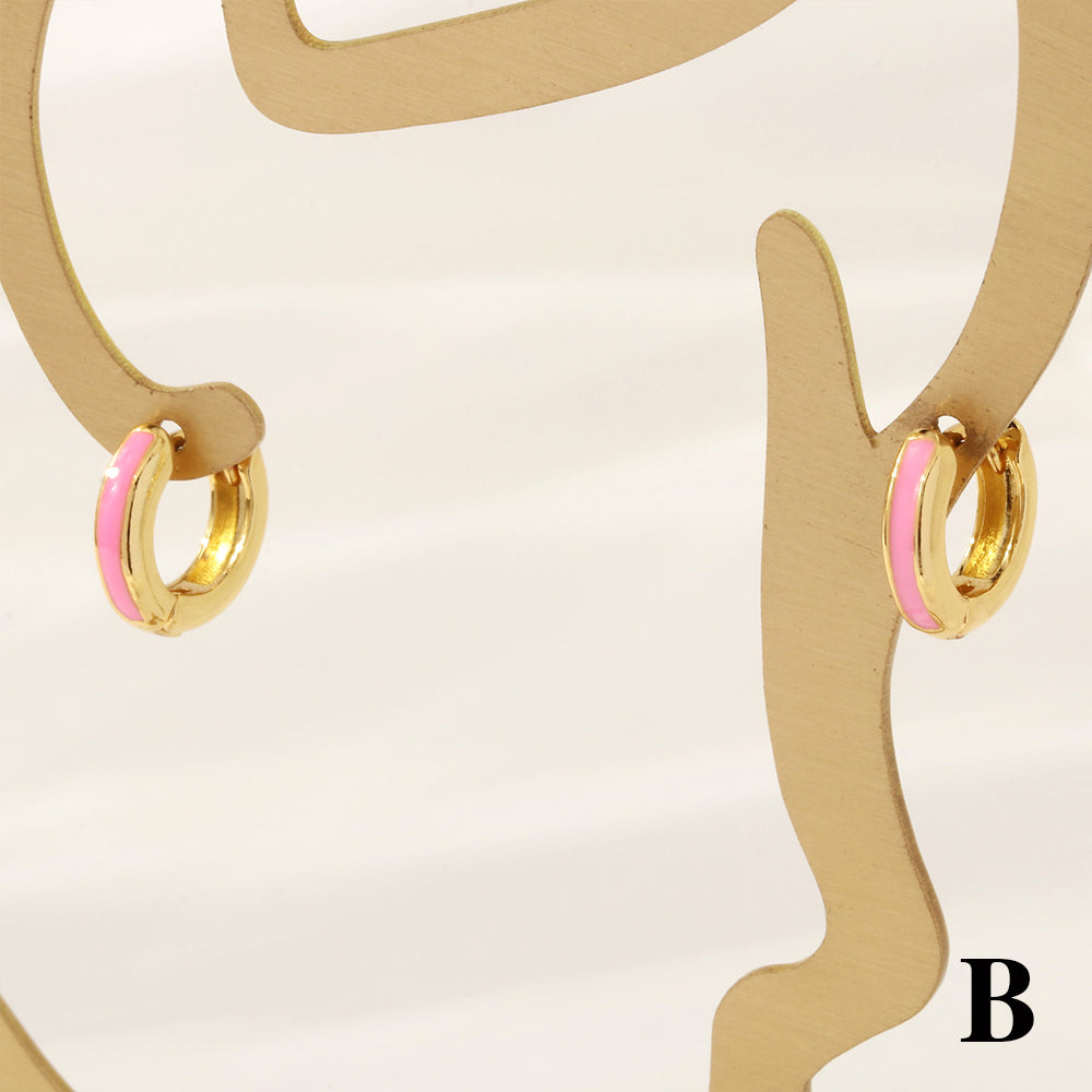 1 Pair Simple Style Circle Enamel Plating Copper 18k Gold Plated Hoop Earrings